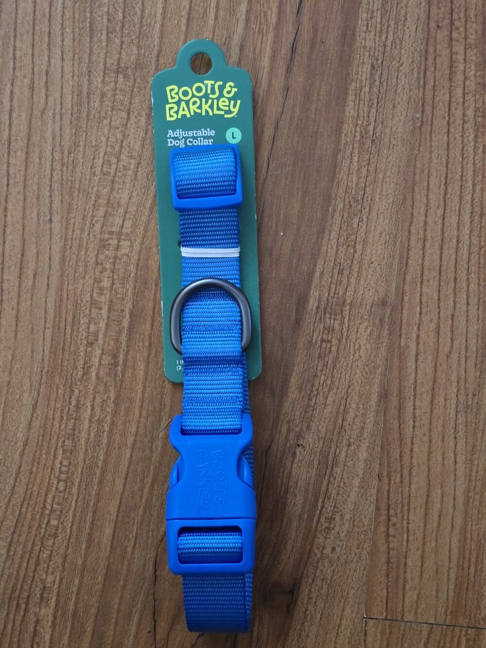 Boots & Barkley Adjustable Dog Collar Large Dogs Blue Snap S6